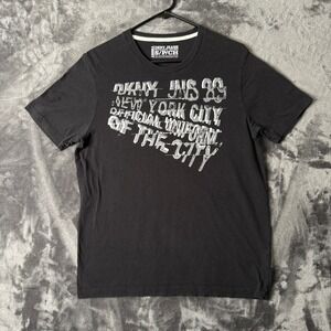 DKNY Jeans Graphic T-Shirt Mens Small Black Excellent NYC Official Uniform Tee